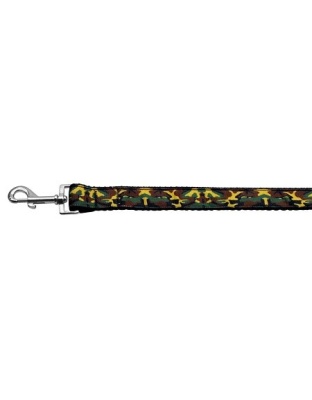 Green Camo Nylon Ribbon Dog Collars 1 wide 4ft Leash