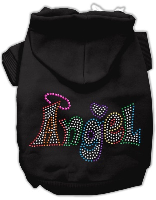 Technicolor Angel Rhinestone Pet Hoodie Black Lg