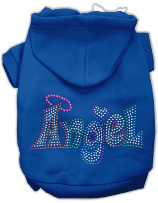 Technicolor Angel Rhinestone Pet Hoodie Blue Lg