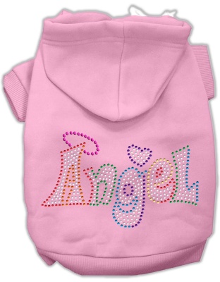 Technicolor Angel Rhinestone Pet Hoodie Light Pink Lg