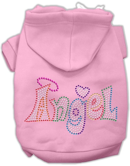 Technicolor Angel Rhinestone Pet Hoodie Light Pink Lg