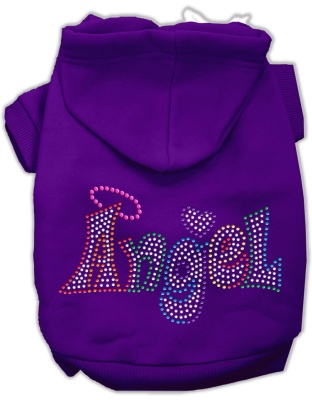 Technicolor Angel Rhinestone Pet Hoodie Purple Lg