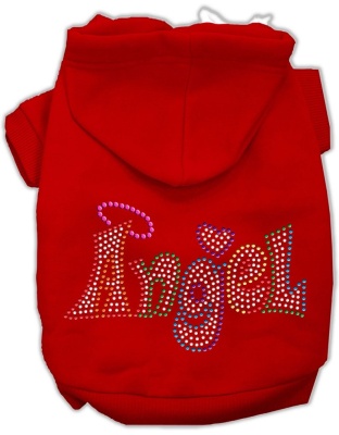 Technicolor Angel Rhinestone Pet Hoodie Red Lg
