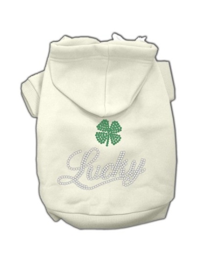 Lucky Rhinestone Hoodies Cream XXL