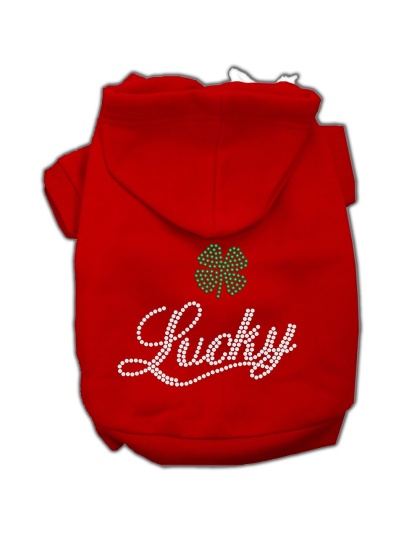 Lucky Rhinestone Hoodies Red XS