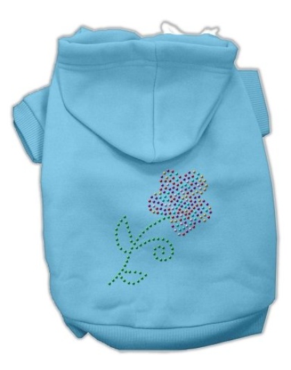 Multi-Colored Flower Rhinestone Hoodie Baby Blue L
