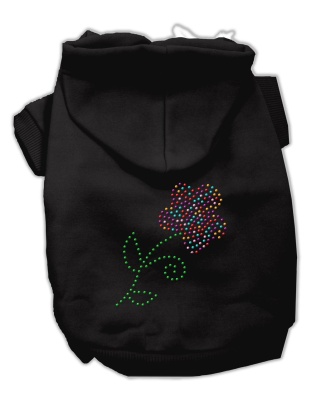 Multi-Colored Flower Rhinestone Hoodie Black L
