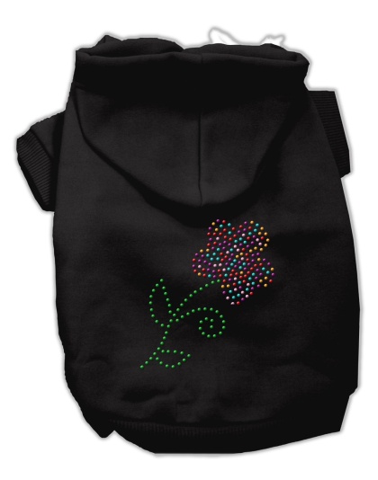 Multi-Colored Flower Rhinestone Hoodie Black L