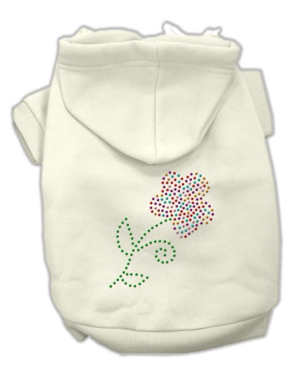 Multi-Colored Flower Rhinestone Hoodie Cream L