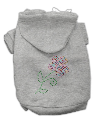 Multi-Colored Flower Rhinestone Hoodie Grey L