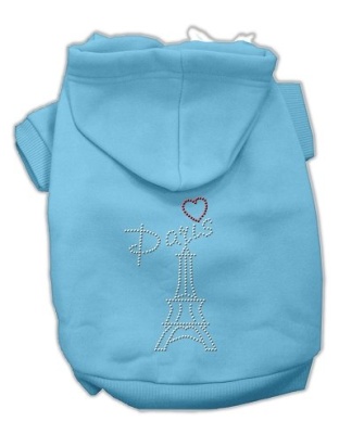 Paris Rhinestone Hoodies Baby Blue L