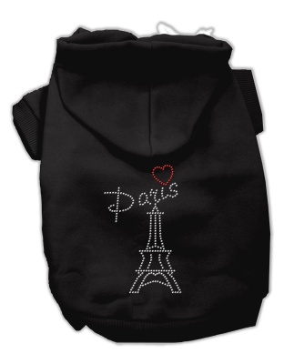 Paris Rhinestone Hoodies Black L