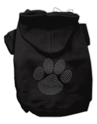 Clear Rhinestone Paw Hoodies Black L