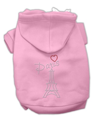 Paris Rhinestone Hoodies Pink L