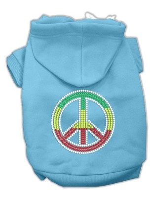 Rasta Peace Sign Hoodie Baby Blue L
