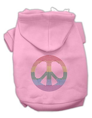 Rhinestone Rainbow Peace Sign Hoodies Pink L