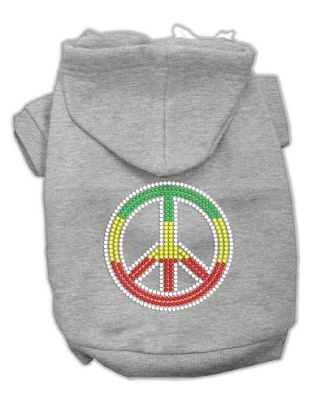 Rasta Peace Sign Hoodie Grey L