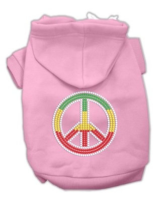 Rasta Peace Sign Hoodie Pink L