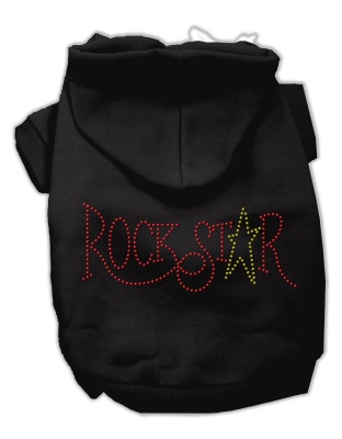 Rock Star Rhinestone Hoodies Black L