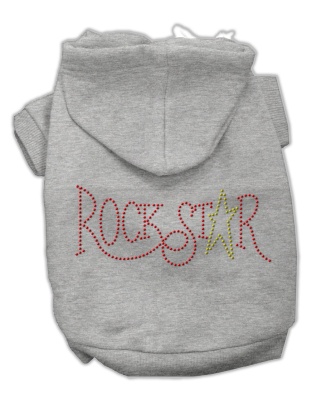 Rock Star Rhinestone Hoodies Grey L
