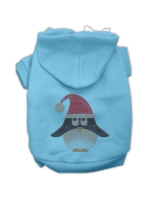 Santa Penguin Rhinestone Hoodies Baby Blue L