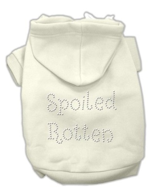 Spoiled Rotten Rhinestone Hoodie Cream L