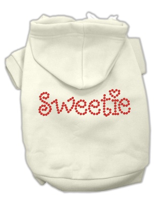 Sweetie Rhinestone Hoodies Cream L