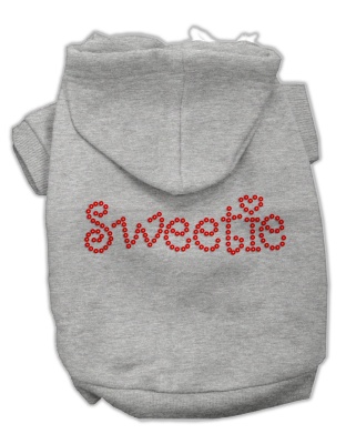 Sweetie Rhinestone Hoodies Grey L
