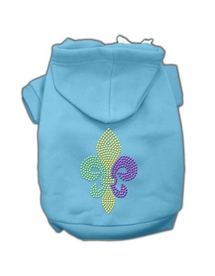 Mardi Gras Fleur De Lis Rhinestone Hoodies Baby Blue L