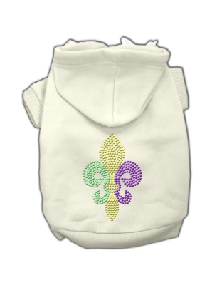 Mardi Gras Fleur De Lis Rhinestone Hoodies Cream L