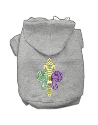 Mardi Gras Fleur De Lis Rhinestone Hoodies Grey L
