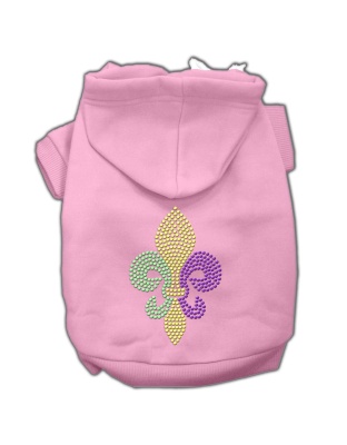 Mardi Gras Fleur De Lis Rhinestone Hoodies Pink L