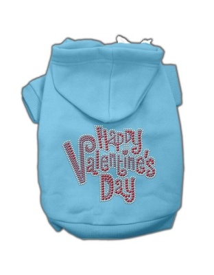 Happy Valentines Day Rhinestone Hoodies Baby Blue L