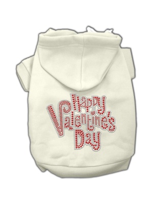 Happy Valentines Day Rhinestone Hoodies Cream L