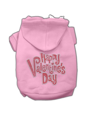 Happy Valentines Day Rhinestone Hoodies Pink L