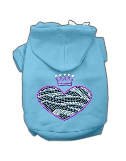 Zebra Heart Rhinestone Hoodies Baby Blue L