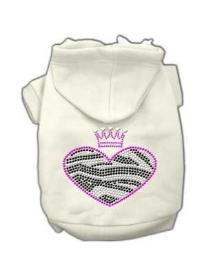 Zebra Heart Rhinestone Hoodies Cream L