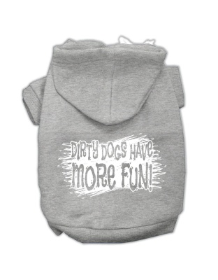 Dirty Dogs Screen Print Pet Hoodies Grey Size Lg
