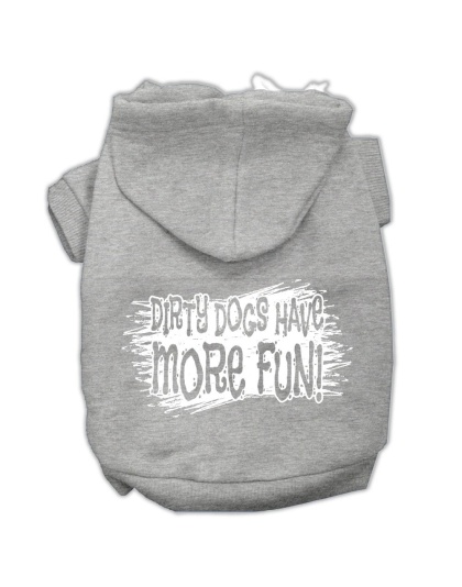 Dirty Dogs Screen Print Pet Hoodies Grey Size Lg