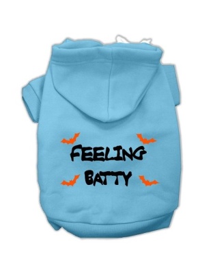 Feeling Batty Screen Print Pet Hoodies Baby Blue Size Lg