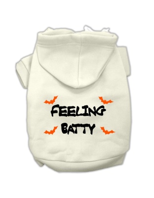 Feeling Batty Screen Print Pet Hoodies Cream Size Lg