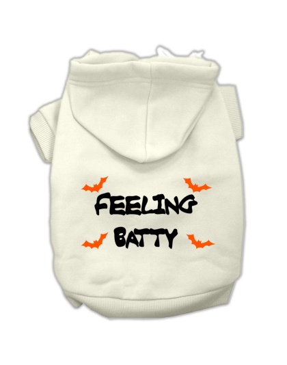 Feeling Batty Screen Print Pet Hoodies Cream Size Lg