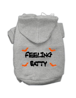 Feeling Batty Screen Print Pet Hoodies Grey Size Lg
