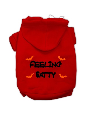 Feeling Batty Screen Print Pet Hoodies Red Size Lg