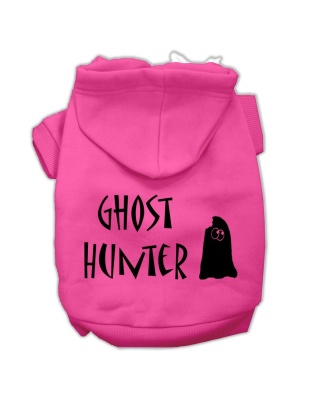 Ghost Hunter Screen Print Pet Hoodies Bright Pink with Black Lettering Lg
