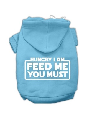 Hungry I am Screen Print Pet Hoodies Baby Blue Size Lg
