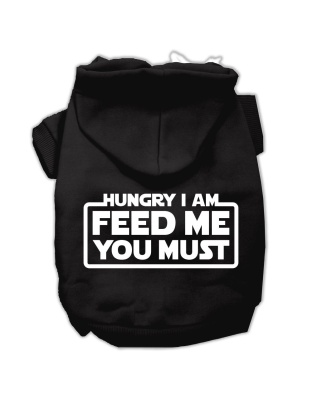 Hungry I am Screen Print Pet Hoodies Black Size Lg
