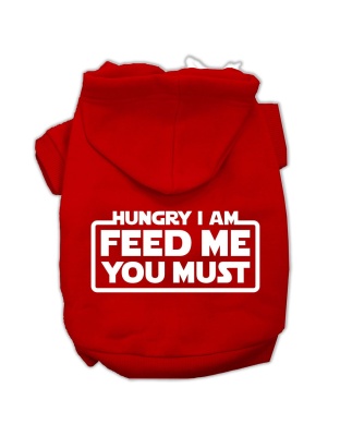 Hungry I am Screen Print Pet Hoodies Red Size Lg