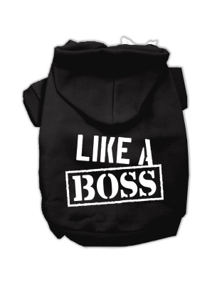 Like a Boss Screen Print Pet Hoodies Black Size Lg