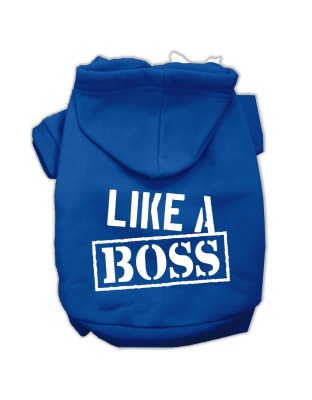 Like a Boss Screen Print Pet Hoodies Blue Size Lg
